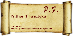Priher Franciska névjegykártya